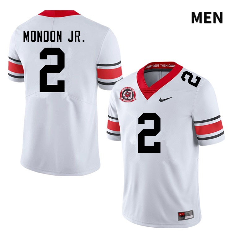 Georgia Bulldogs Men's Smael Mondon Jr. #2 White 1980 National Champions 40th Anniversary Stitched College UGA Football Jersey 23AM010HG